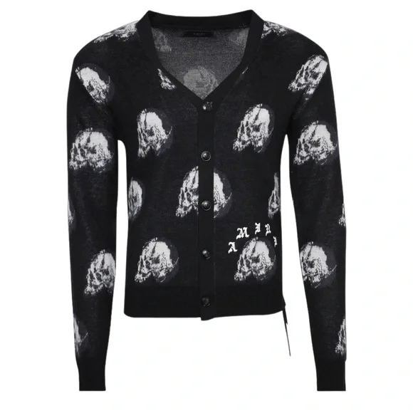 AMIRI WES LANG REPEAT SKULL CARDIGAN